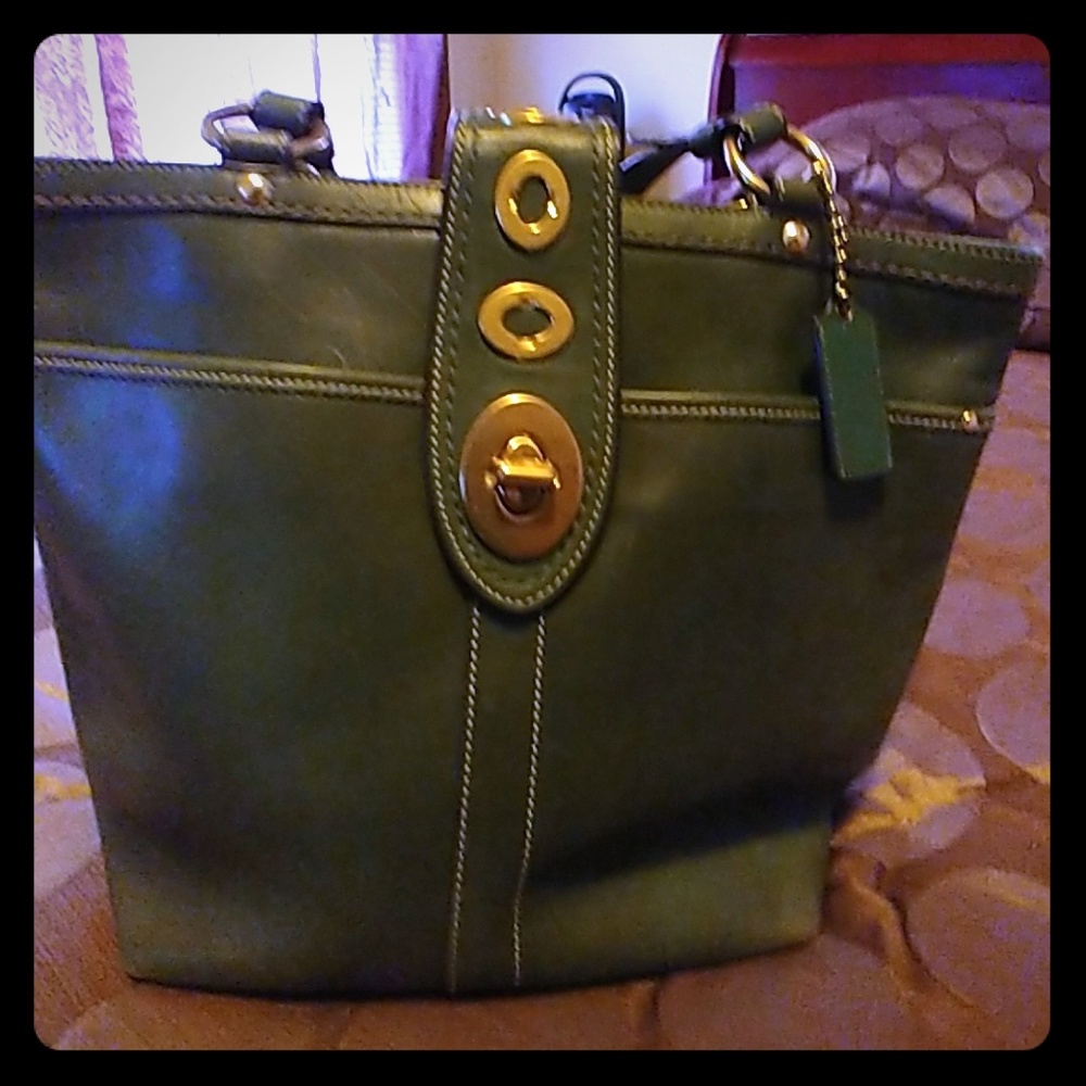 Olive green coach purse updated pics added